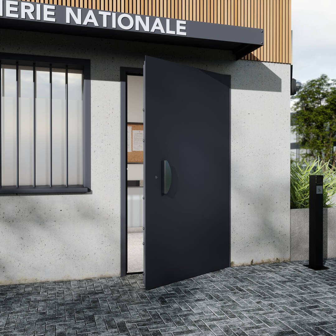 Porte blindée classe CR5 installée sur un bâtiment tertiaire sensible